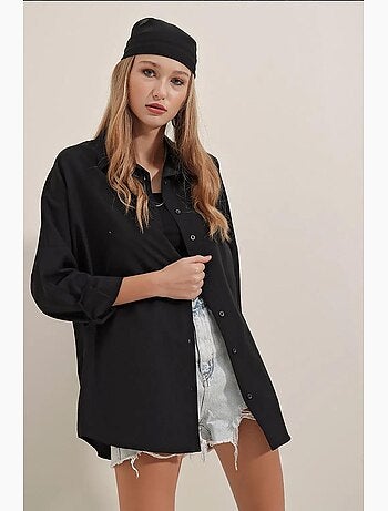 Chemise oversize à motif en popeline avec boutons bdart