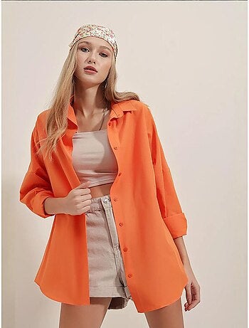 Chemise oversize à motif en popeline avec boutons bdart