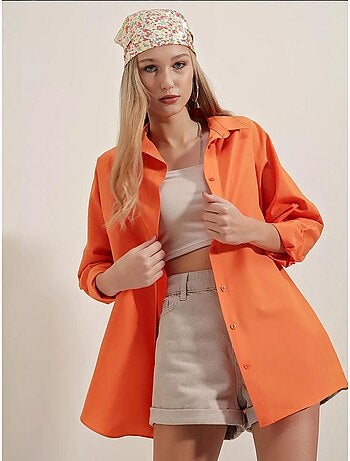 Chemise oversize à motif en popeline avec boutons bdart