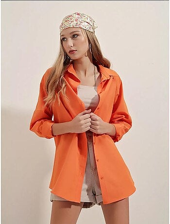 Chemise oversize à motif en popeline avec boutons bdart