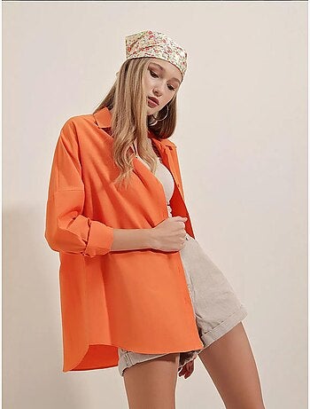 Chemise oversize à motif en popeline avec boutons bdart