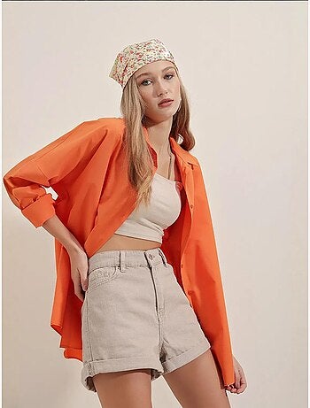 Chemise oversize à motif en popeline avec boutons bdart