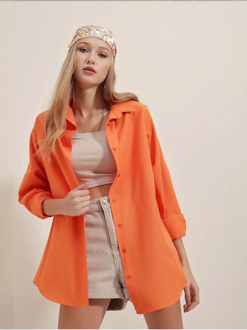 Chemise oversize à motif en popeline avec boutons bdart - Kiabi