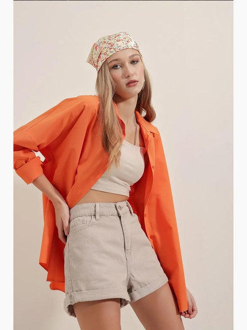 Chemise oversize à motif en popeline avec boutons bdart - Kiabi