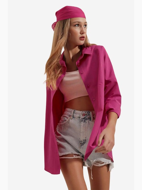 Chemise oversize à motif en popeline avec boutons bdart - Kiabi Chemise oversize à motif en popeline avec boutons bdart - Kiabi