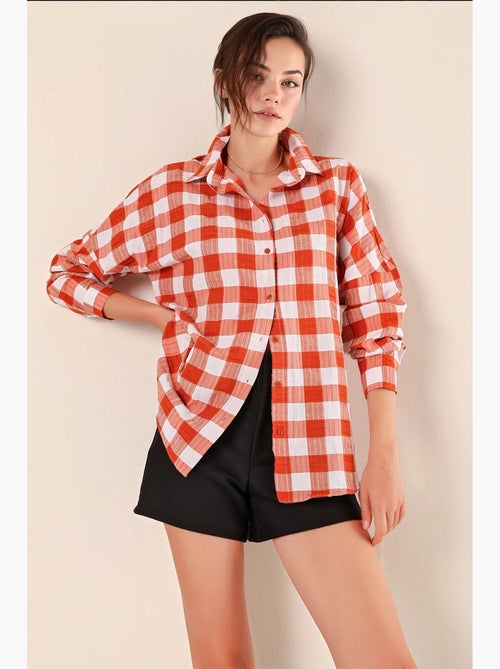 Chemise oversize à motif en popeline avec boutons bdart - Kiabi Chemise oversize à motif en popeline avec boutons bdart - Kiabi