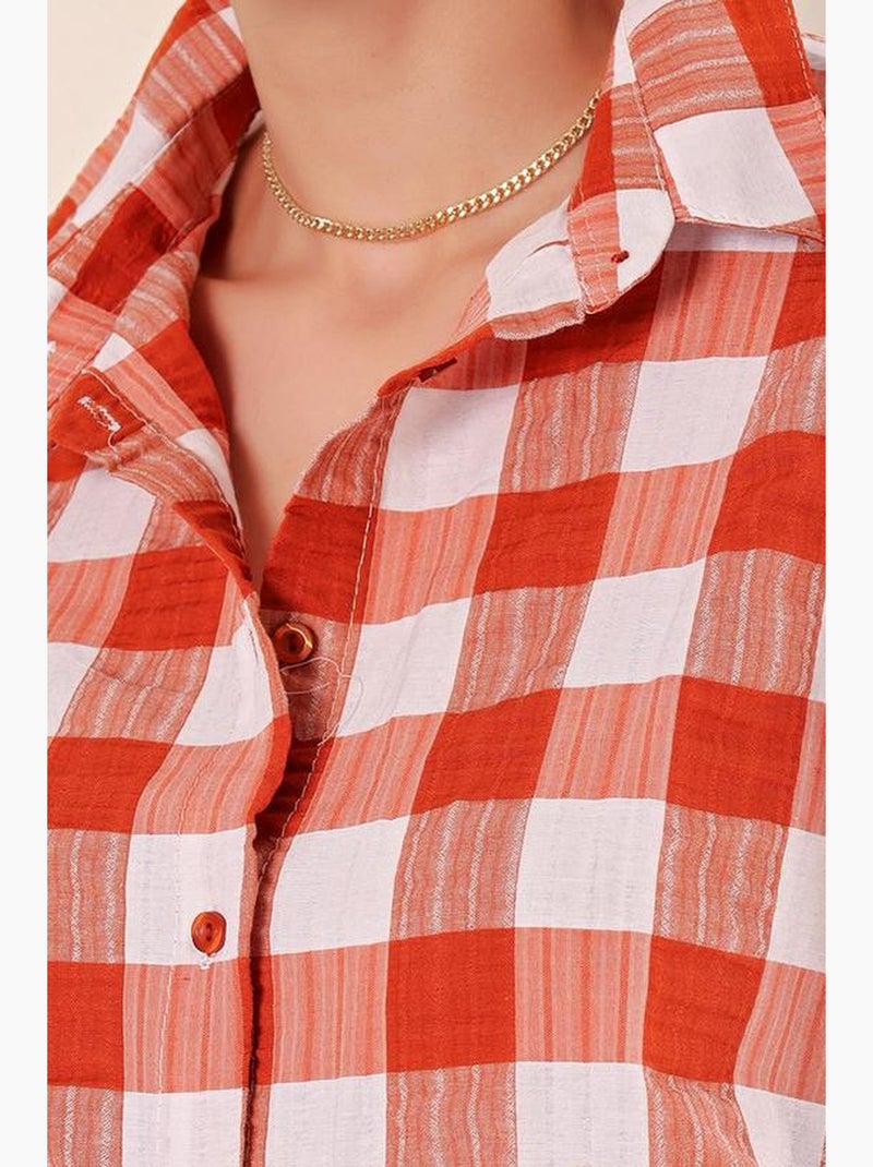 Chemise oversize à motif en popeline avec boutons bdart Rouge brique - Kiabi