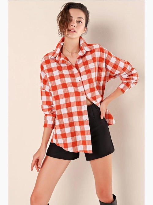 Chemise oversize à motif en popeline avec boutons bdart - Kiabi Chemise oversize à motif en popeline avec boutons bdart - Kiabi
