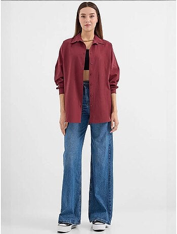 Chemise oversize à motif en popeline avec boutons bdart