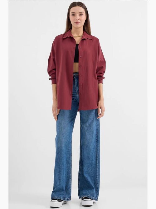 Chemise oversize à motif en popeline avec boutons bdart - Kiabi