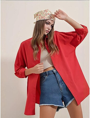 Chemise oversize à motif en popeline avec boutons bdart