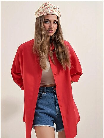 Chemise oversize à motif en popeline avec boutons bdart