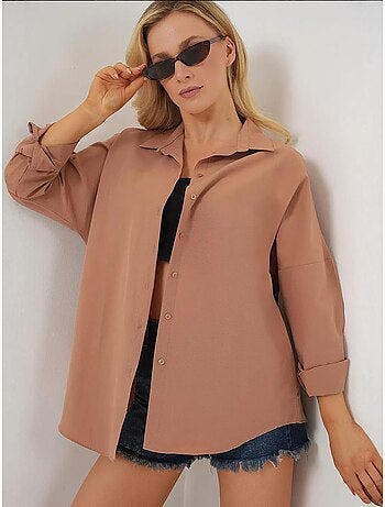 Chemise oversize à motif en popeline avec boutons bdart