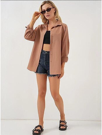 Chemise oversize à motif en popeline avec boutons bdart