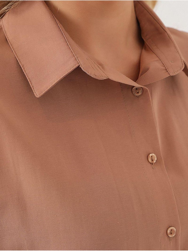 Chemise oversize à motif en popeline avec boutons bdart Taupe - Kiabi