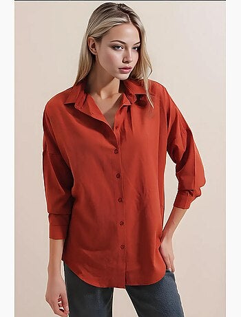 Chemise oversize à motif en popeline avec boutons bdart