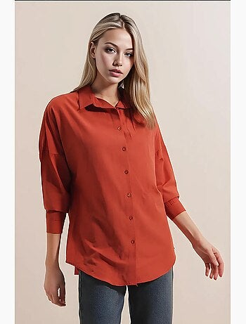 Chemise oversize à motif en popeline avec boutons bdart
