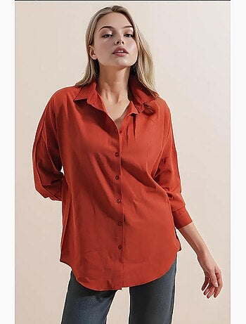 Chemise oversize à motif en popeline avec boutons bdart