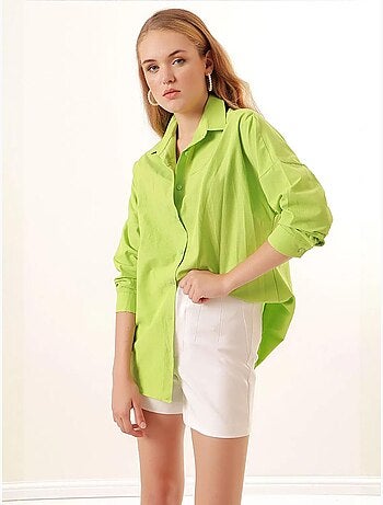 Chemise oversize à motif en popeline avec boutons bdart