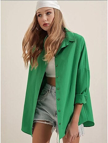 Chemise oversize à motif en popeline avec boutons bdart