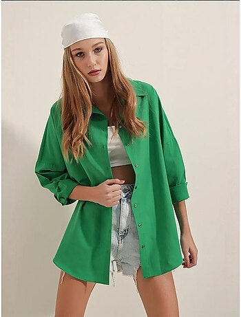 Chemise oversize à motif en popeline avec boutons bdart