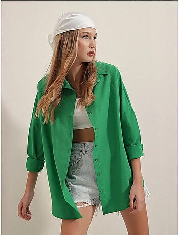 Chemise oversize à motif en popeline avec boutons bdart