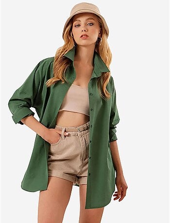 Chemise oversize à motif en popeline avec boutons bdart