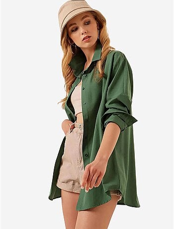 Chemise oversize à motif en popeline avec boutons bdart