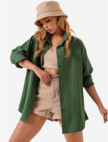 Chemise oversize à motif en popeline avec boutons bdart