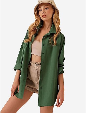 Chemise oversize à motif en popeline avec boutons bdart