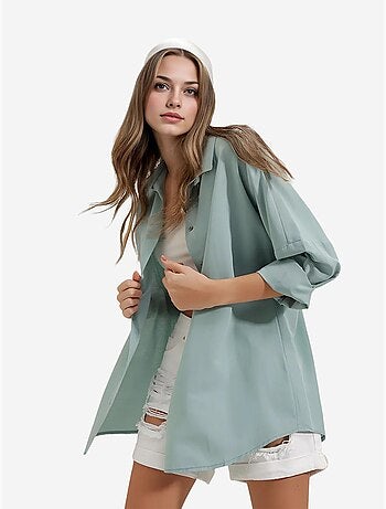 Chemise oversize à motif en popeline avec boutons bdart
