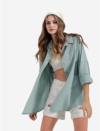 Chemise oversize à motif en popeline avec boutons bdart