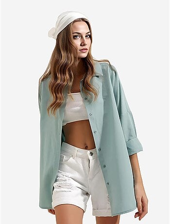 Chemise oversize à motif en popeline avec boutons bdart