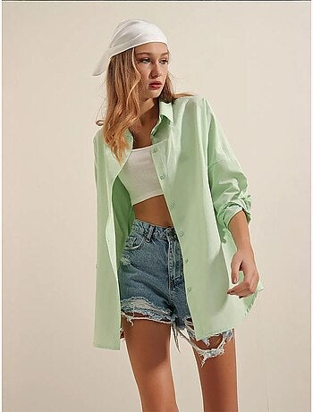 Chemise oversize à motif en popeline avec boutons bdart