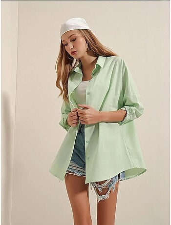 Chemise oversize à motif en popeline avec boutons bdart