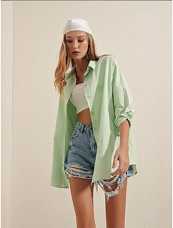 Chemise oversize à motif en popeline avec boutons bdart