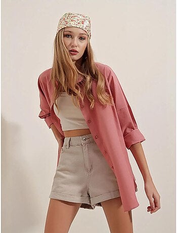 Chemise oversize à motif en popeline avec boutons bdart