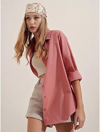 Chemise oversize à motif en popeline avec boutons bdart