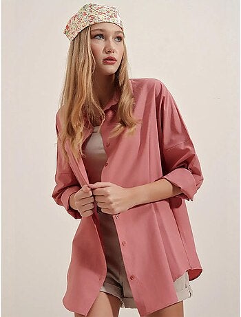 Chemise oversize à motif en popeline avec boutons bdart