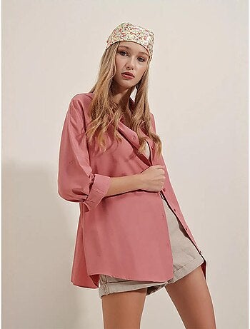 Chemise oversize à motif en popeline avec boutons bdart