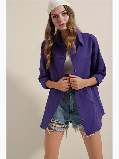 Chemise oversize à motif en popeline avec boutons bdart - Kiabi