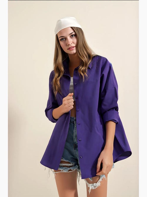 Chemise oversize à motif en popeline avec boutons bdart - Kiabi