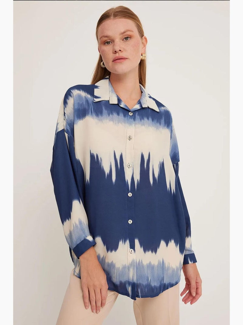 Chemise oversize à motifs orange et noir bdart Bleu marine - Kiabi