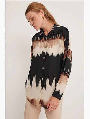 Chemise oversize à motifs orange et noir bdart