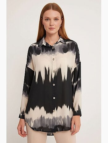 Chemise oversize à motifs orange et noir bdart