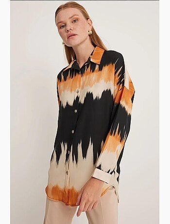 Chemise oversize à motifs orange et noir bdart