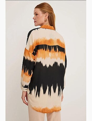 Chemise oversize à motifs orange et noir bdart