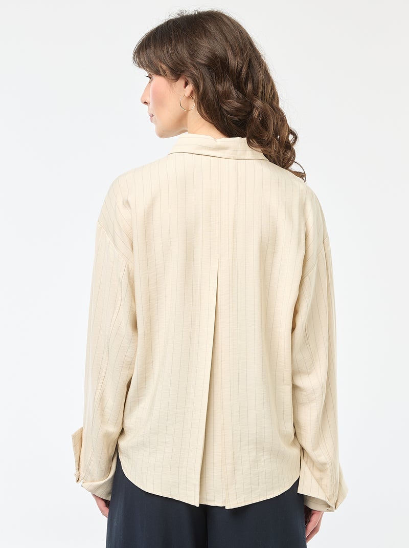 Chemise oversize à rayures Beige - Kiabi