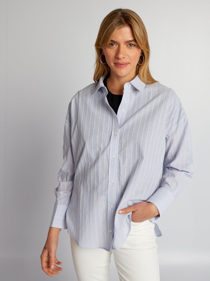 Chemise oversize à rayures Bleu - Kiabi