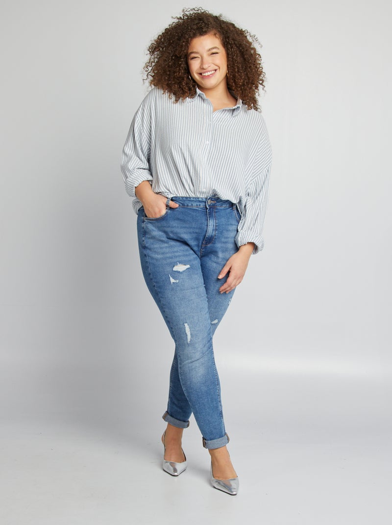 Chemise oversize à rayures Bleu - Kiabi